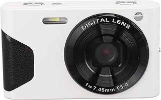 Câmera digital para fotografia, zoom digital HD 8X 1080p com foco automático com tela IPS de 2,7 polegadas, câmera portátil de 30 MP antitremor para viagens (branca)