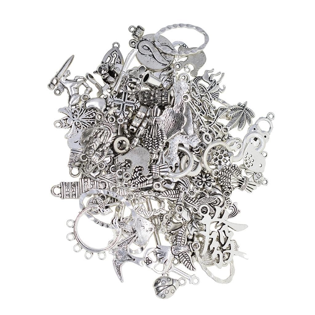 Zambuph Jewelry Findings Tibetan Silver Alloy Charms Pendants DIY Collection of Beautifully Crafted Spacer Beads for Fashion Accessories DIY Pendants for