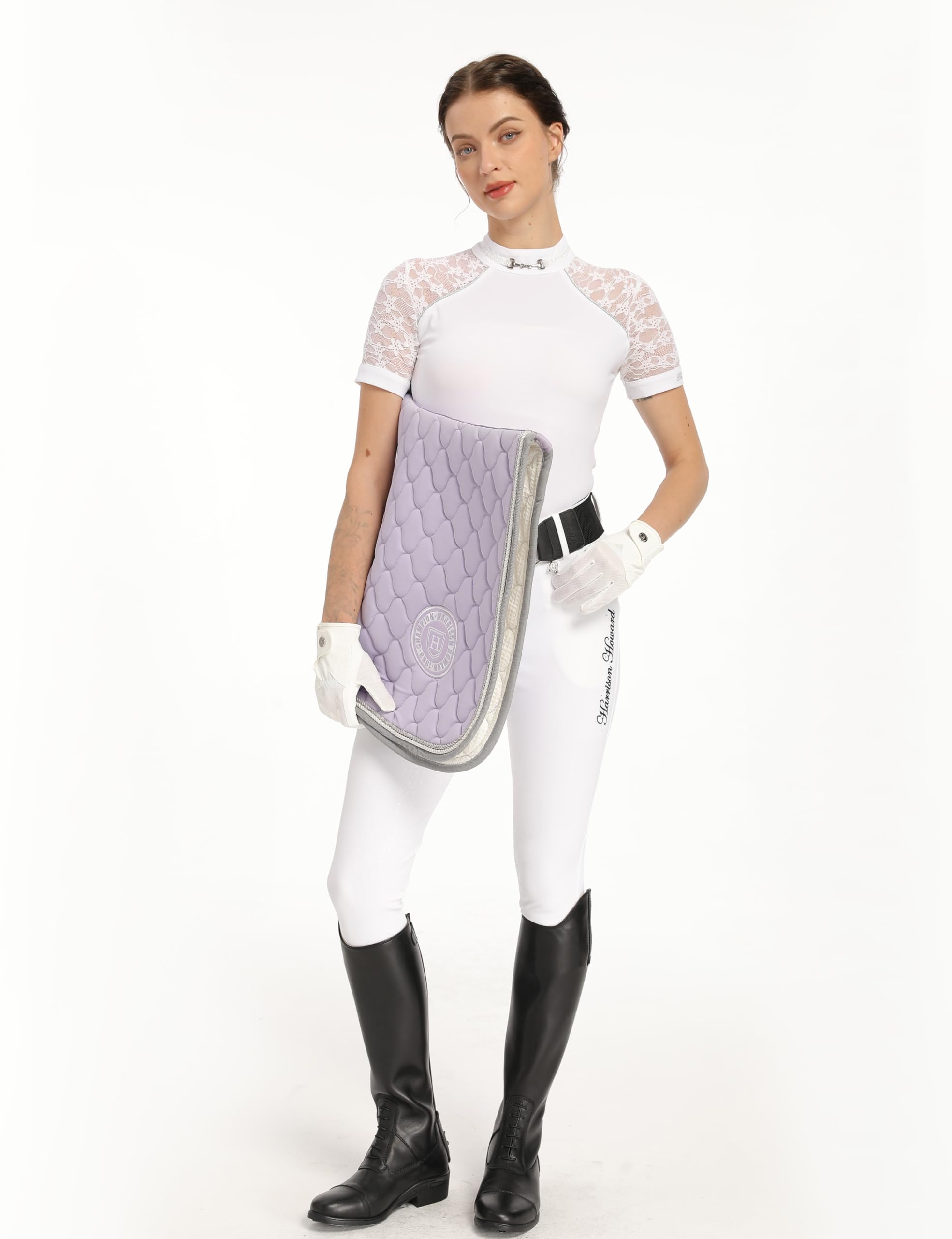 Harrison Howard Chemise de spectacle ajustée pour femme avec manches en dentelle et haut emblématique respirant et confortable