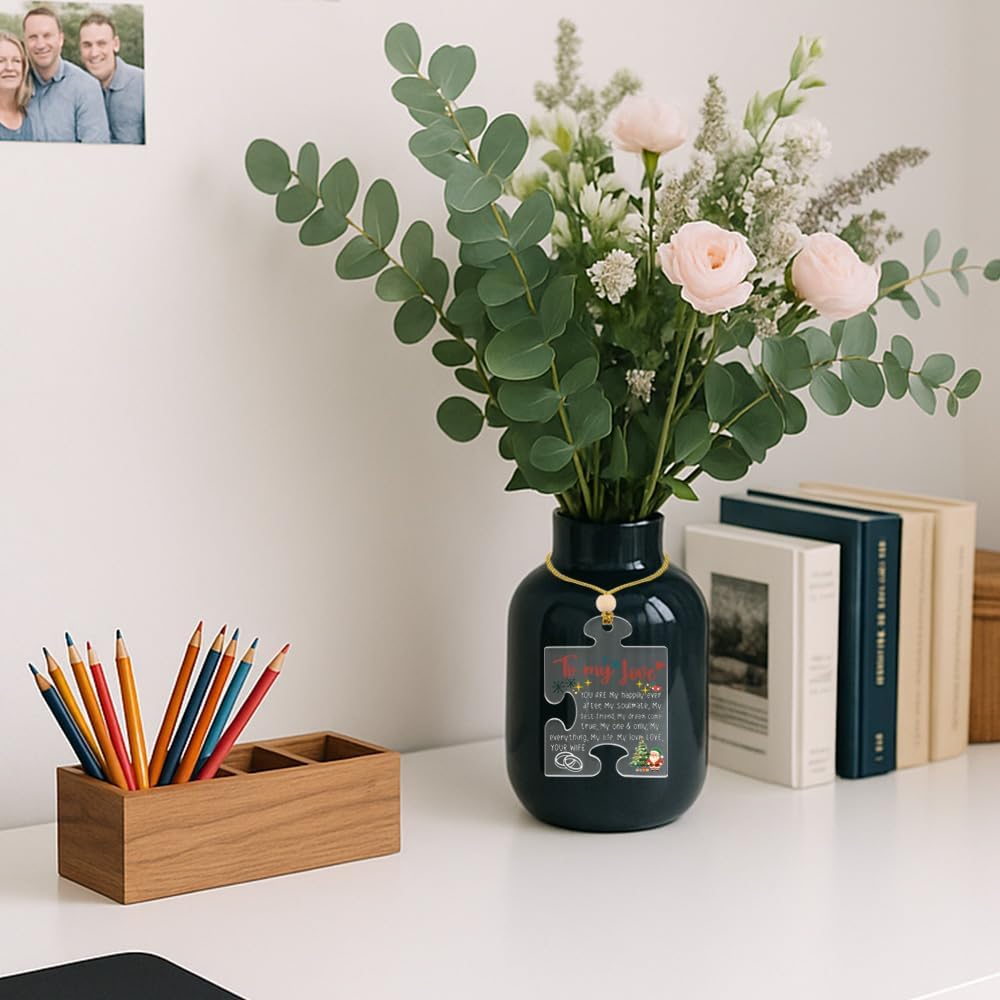 to My Love Puzzle Acrylic Ornament, Romantic Quote Puzzle Piece Hanging Decoration from Wife, Christmas Ornament for Husband, Soulmate Keepsake Hanging YK8 - Image 4