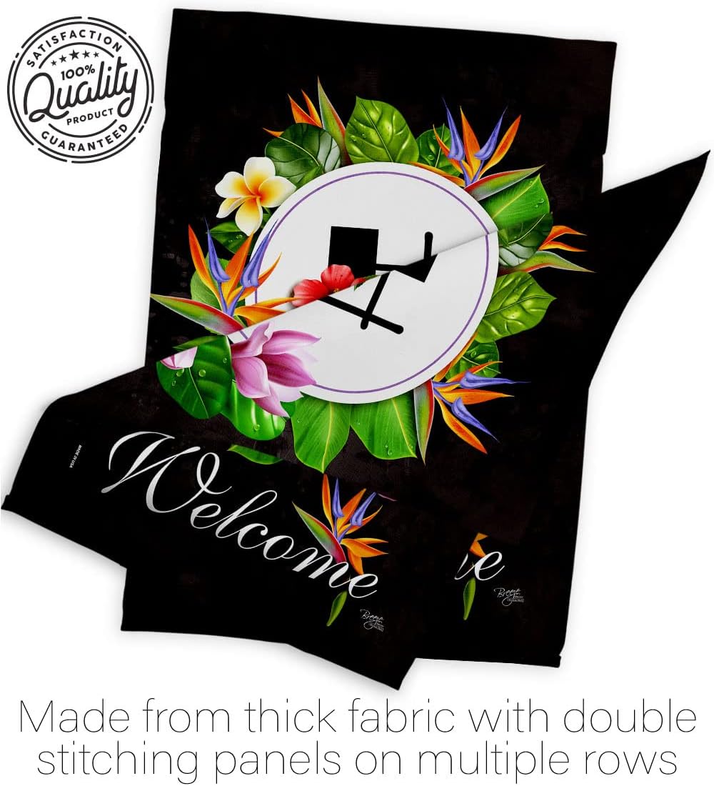 Breeze Decor Tropical H Garden Flag Monogram Spring Floral Sunflower Tulip Rose Orchid Lilies Season Springtime Flower Wreath House Decoration Banner Small Yard Gift Double-Sided, Made in USA