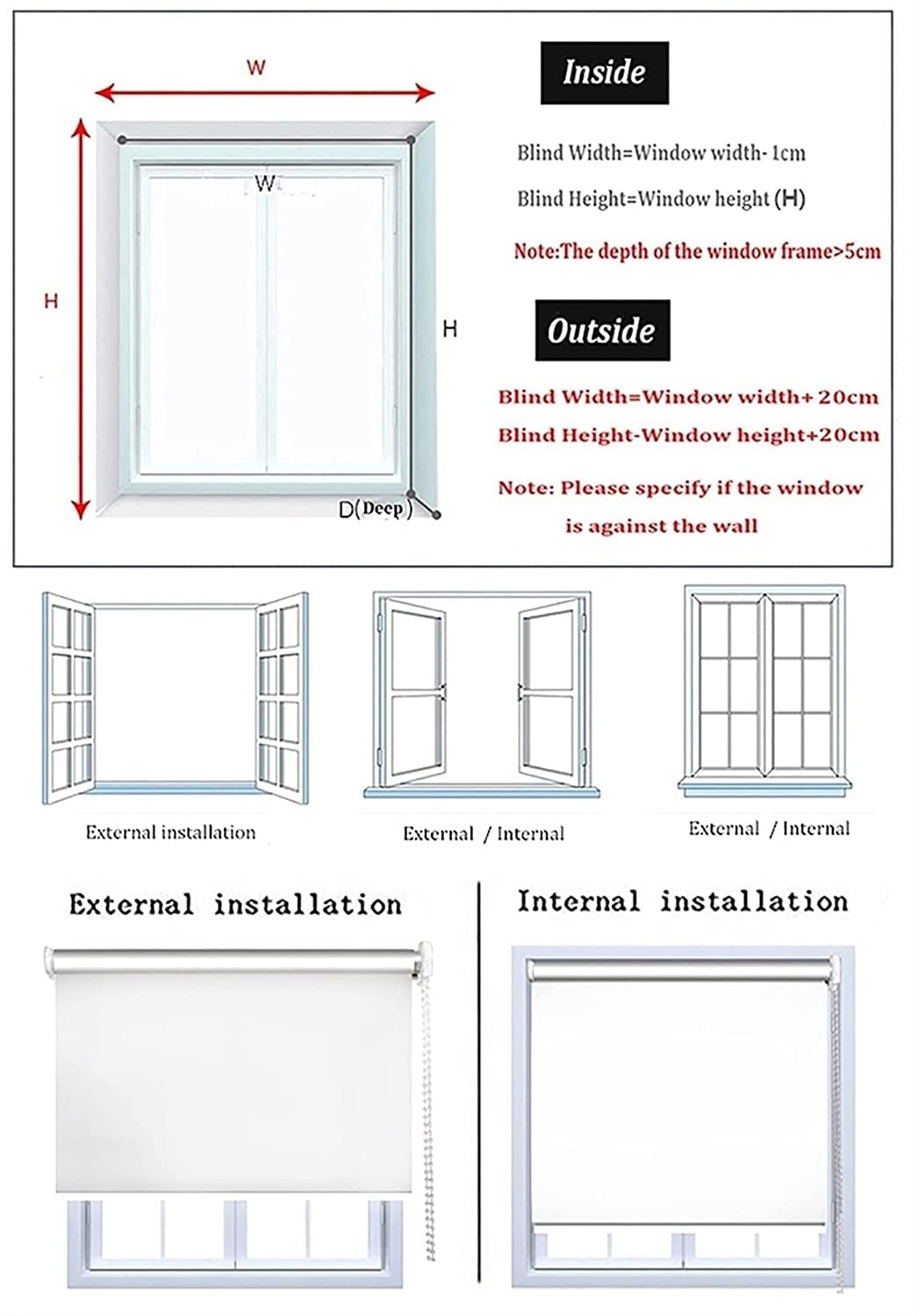 Store Enrouleur Vinyle Transparent Volets roulants Aspect Clair Store Enrouleur étanche pour Terrasse pergola extérieure Store Enrouleur occultant(Size:125cm×200cm(49.2×78.7"))