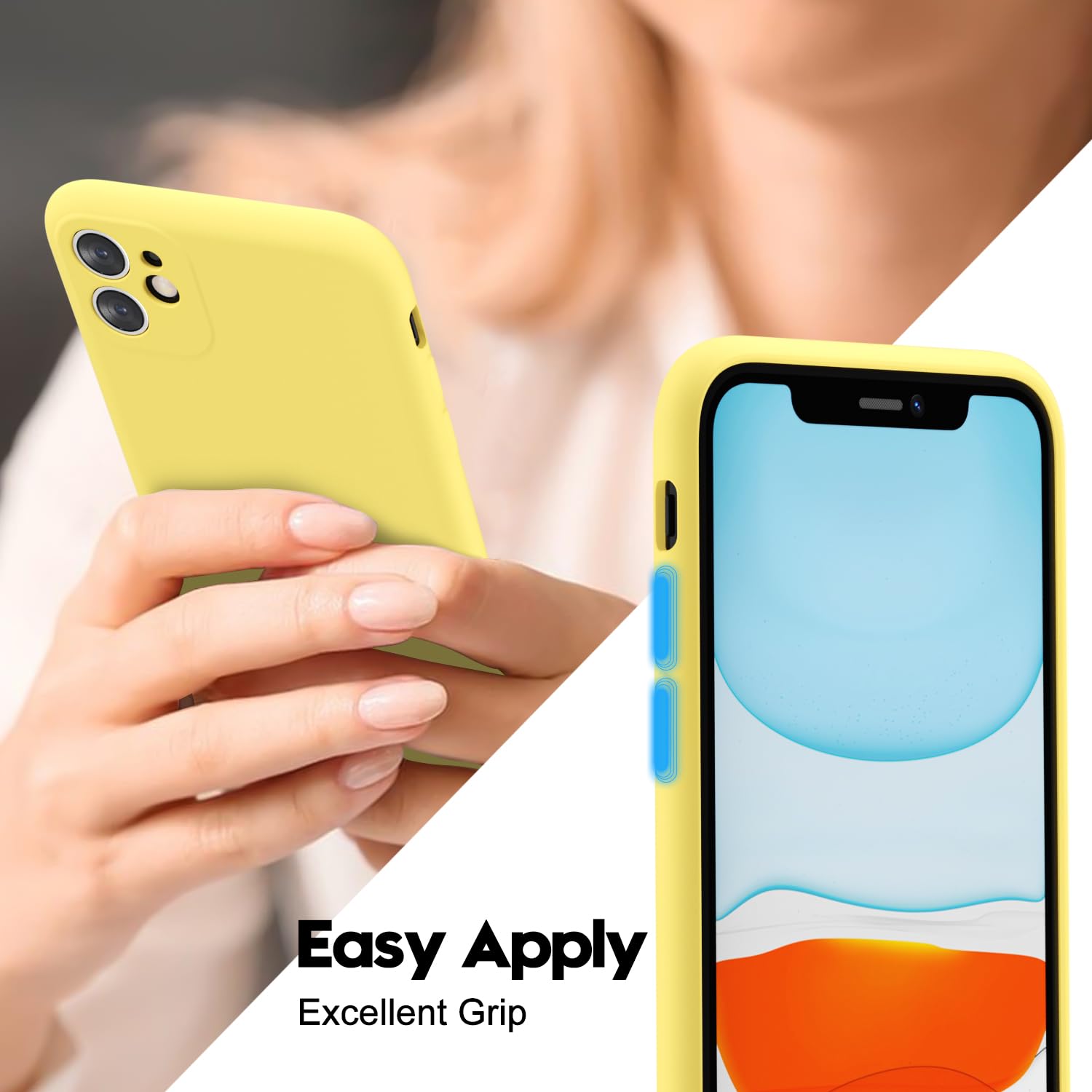 LoeoeL Funda de silicona para iPhone 11, gel de goma suave, elegante, estética, básica, simple, bonita y delgada de TPU mate, color liso, para mujeres y hombres, amarillo