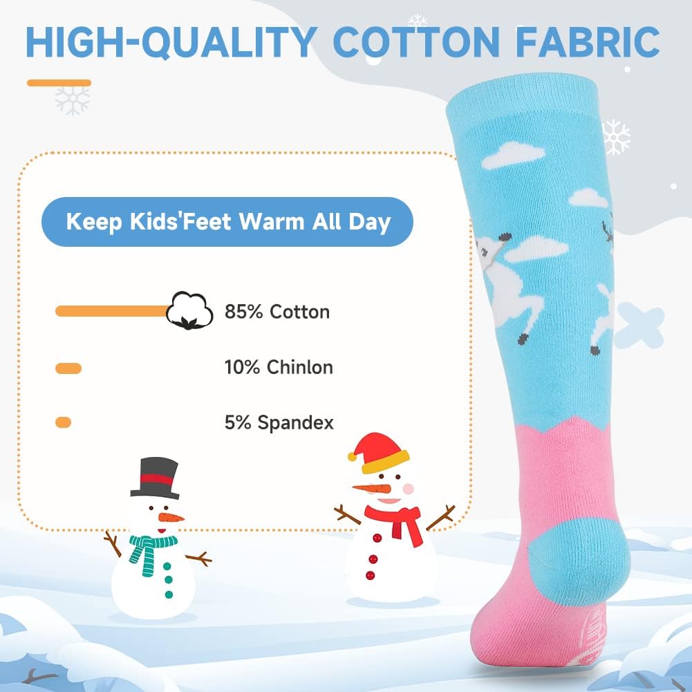 findway Kids Ski Socks, 2 Pairs Thermal Thick Warm Winter Cozy Socks for Skiing Snowboarding Boys Girls - Image 5