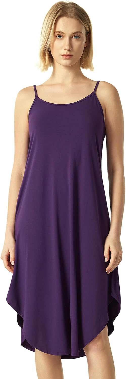 GYS Bamboo Viscose Slip Dress, Sleeveless Nightgown Sleepwear with Pockets, Spaghetti Strap Dresses for Women, Sleep Chemise