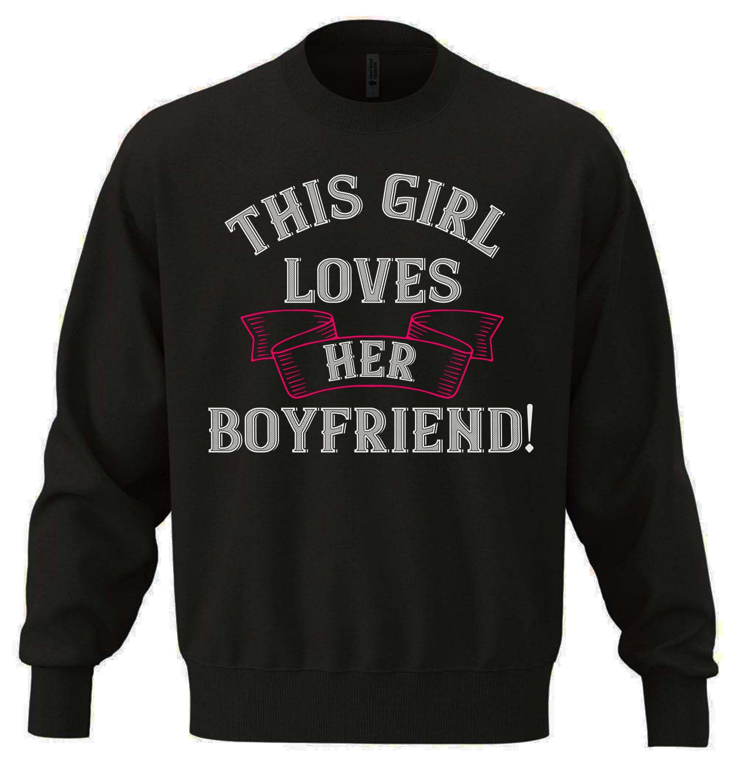 Ta dziewczyna kocha swojego chłopaka unisex oversize mieszanka bawełny ciężka bluza czarna