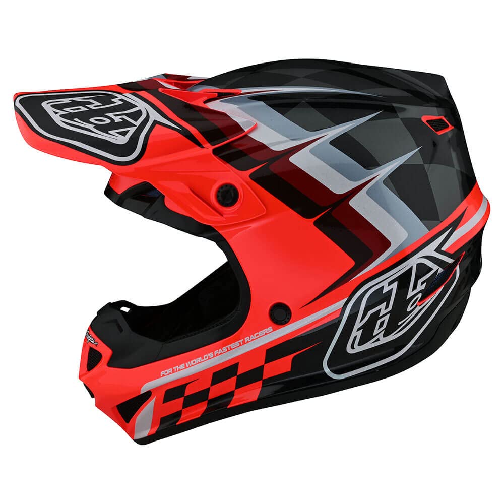 SE4 - Casco para motocross MX Youth SE4 POLYACRYLITE casco de poligilita; Warped GLO RED LG