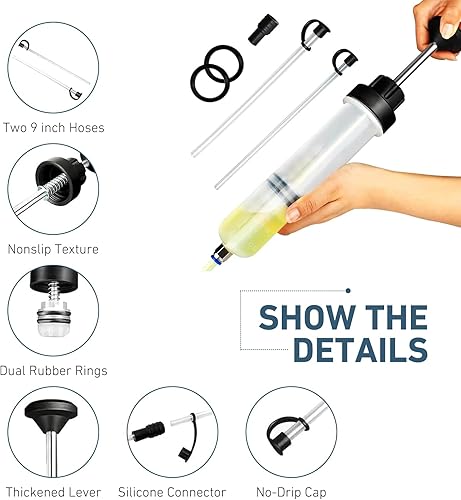 Miniatura 3 de Bomba extractora de fluidos automotriz, bomba de extracción y llenado manual de alta calidad de 200 cc, extractor de líquidos con 2 mangueras,