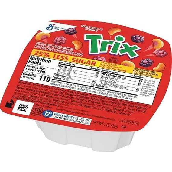 Trix 25 Percent Less Sugar Cereal, 1 Ounce - 96 per case.
