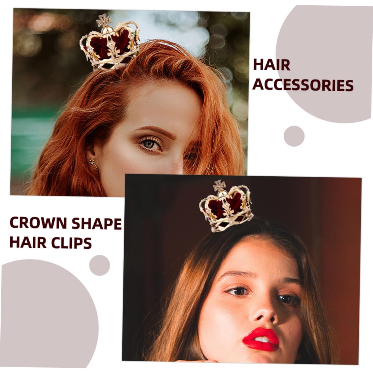 Healeved 2 Stück Mädchen Haarklammern Kronenform Rote Haarschmuck Clips für Halloween Party Cosplay und Festliche Anlässe Langlebig und Komfortabel Geeignet
