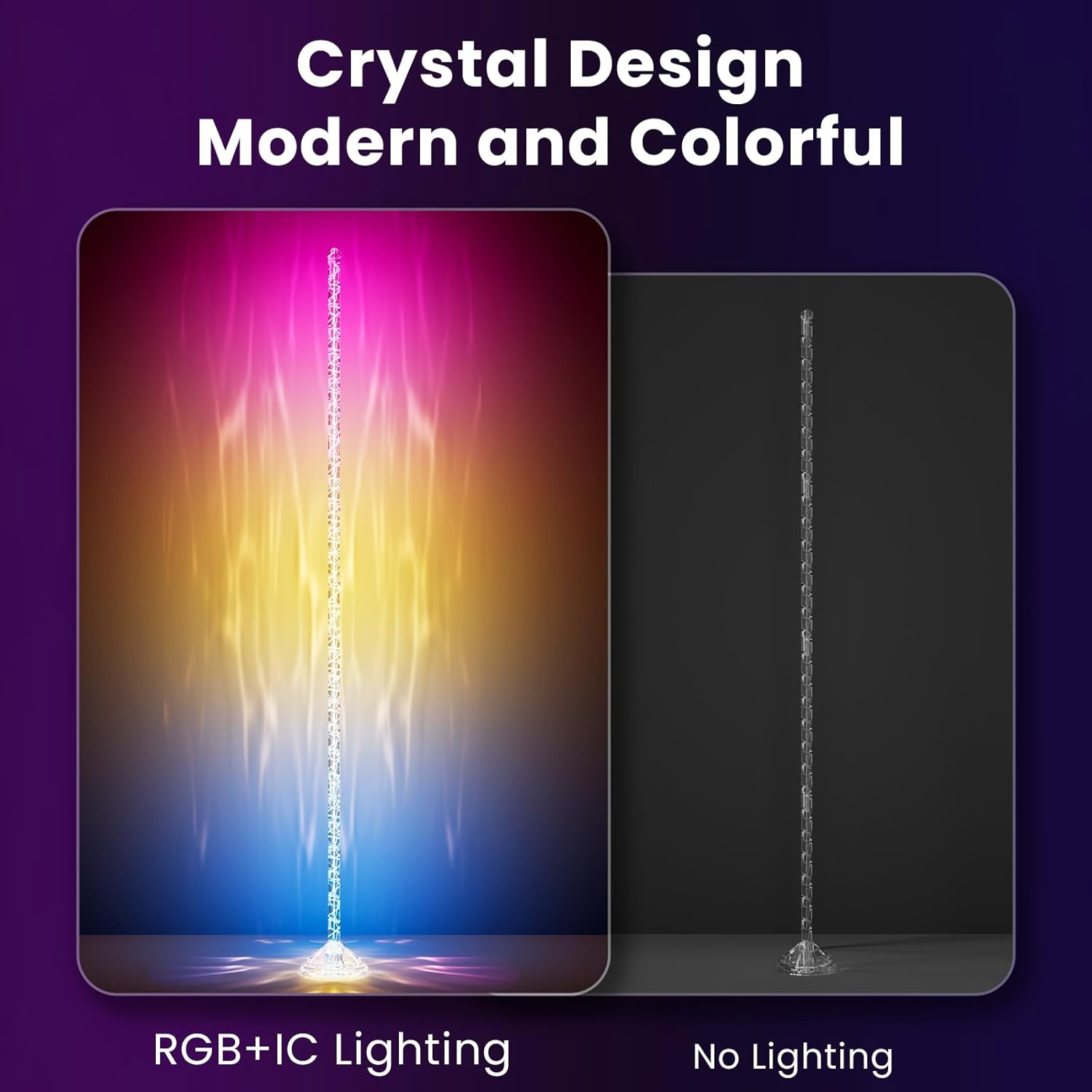 TJOY Crystal Floor Lamp with Magic Color, Smart Floor Lamp with APP&Remote Control, RGB LED Corner Light, Dynamic Light Effect, 200 Lumens for Mood Lighting(Installation Requires Skill and Patience)