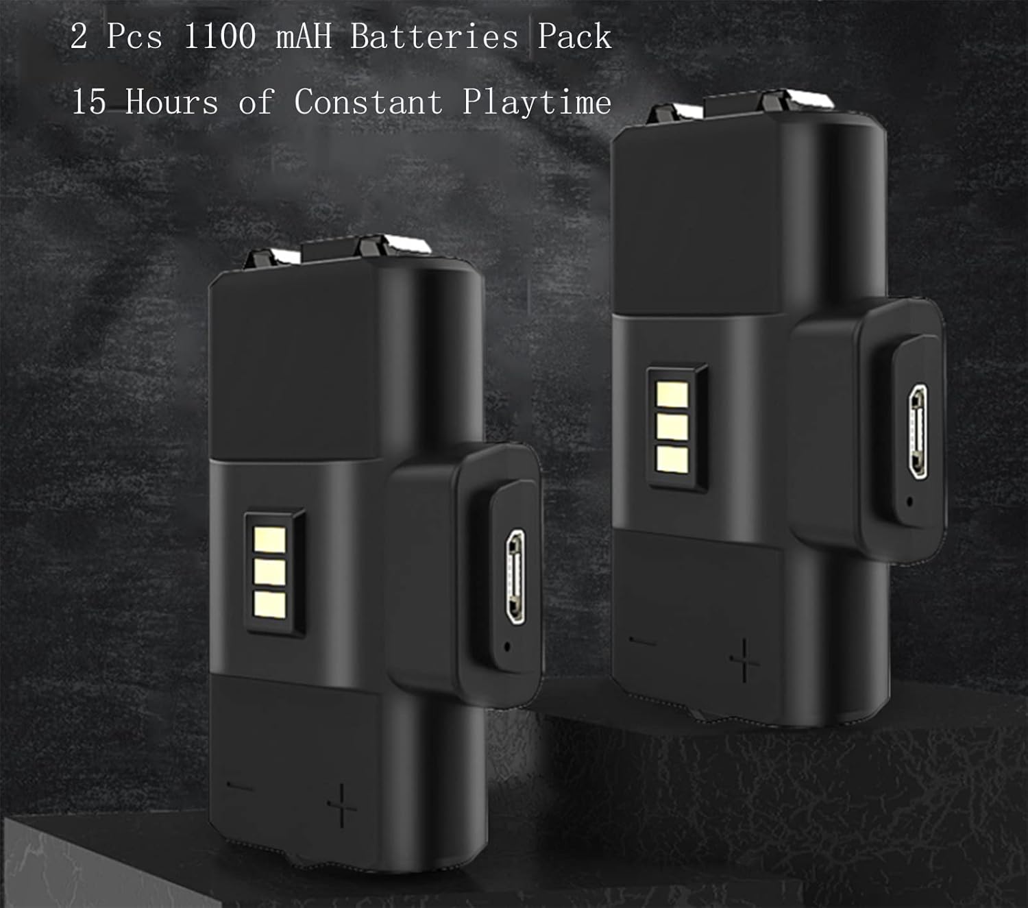2 Pack Rechargeable Battery Pack 1100 mAH for Xbox One S/Xbox One X/Xbox Series X|S/Xbox One Elite Controller with 4 Battery Cover Black and USB Cable Charge Kit Black