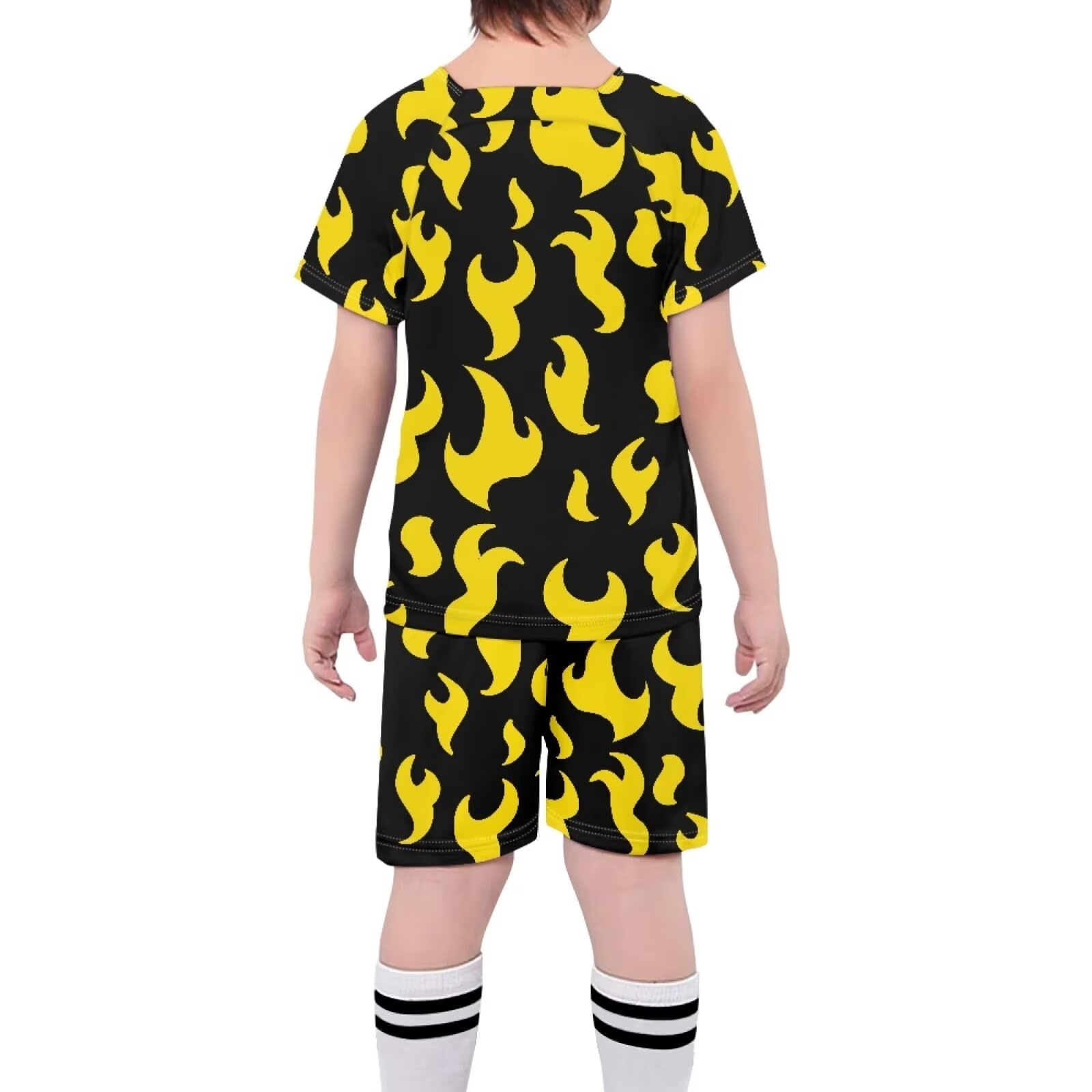 ORGYPET Fire Print Soccer Jersey Youth Soccer 2024 Trendy Uniforms for Boys Easy to Clean Soccer Jerseys Kids Children's Football Suit Comfort for Sports Outdoor, 3XS