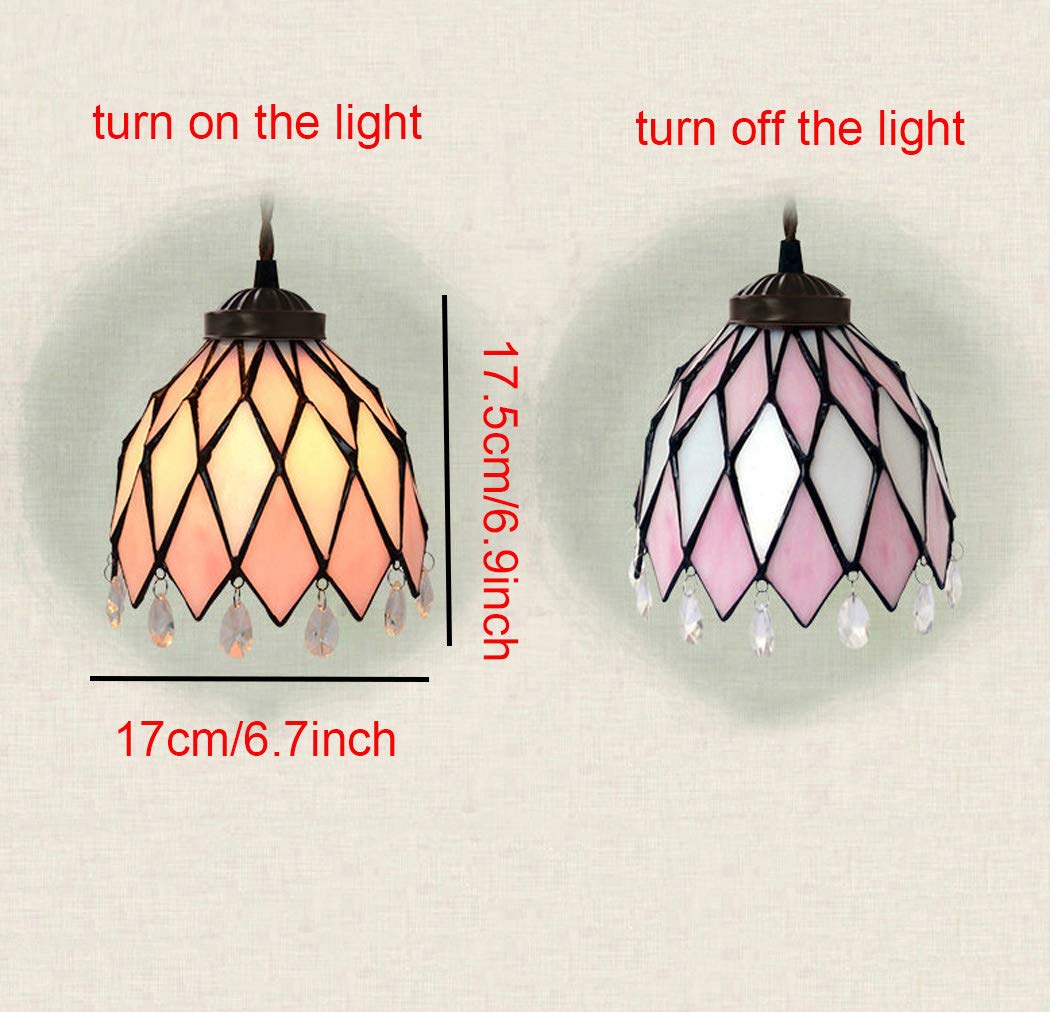Lámpara de araña Elegante de Estilo Rosa, 1/3 de luz, lámpara Colgante de vitral Hecha a Mano para Dormitorio, Estudio, cafetería, Restaurante, lámpara de Techo Colgante, 110-, E27, A, Grifo