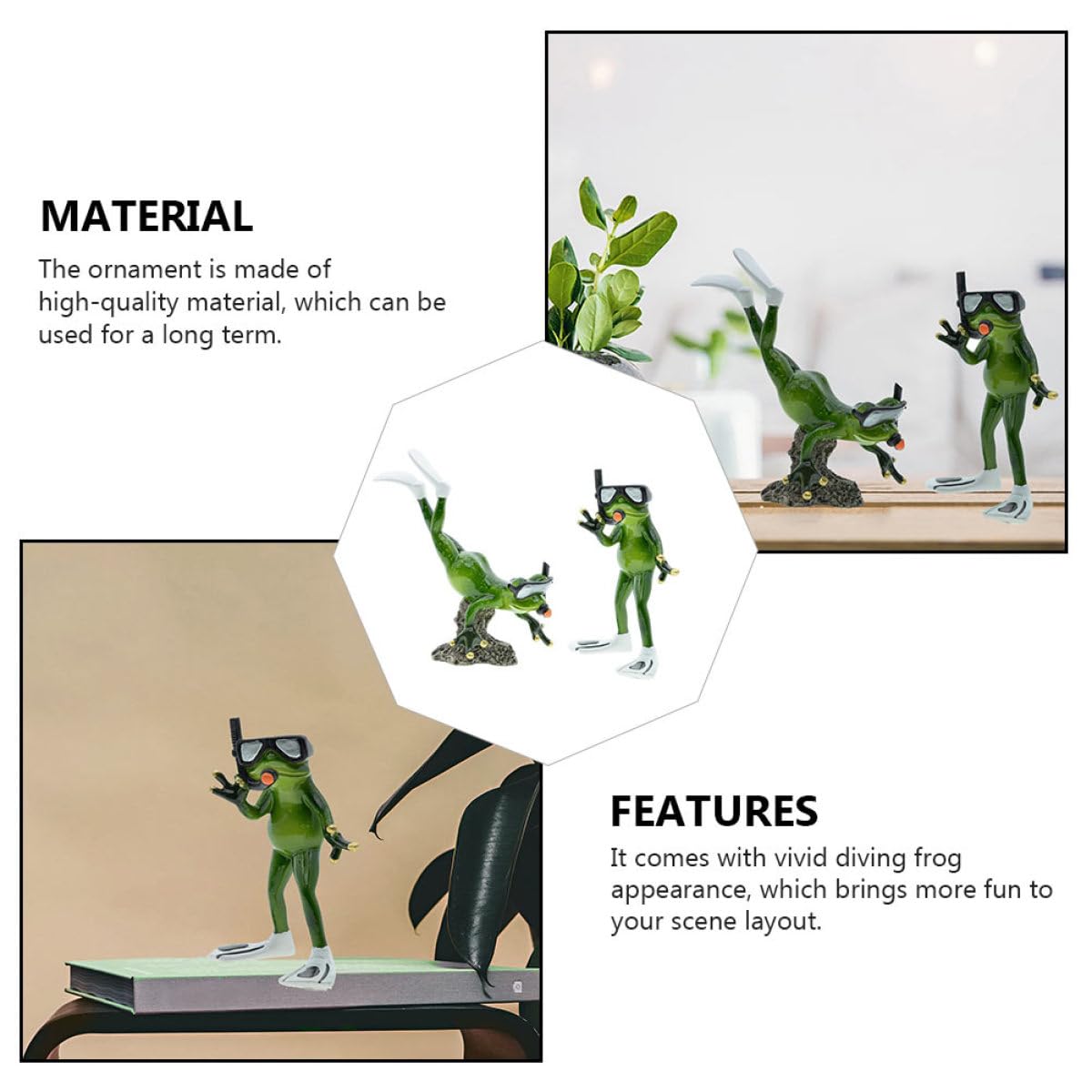 Artibetter Garten und Teich Frosch Figur 1 Paar Taucher aus Kunstharz Miniatur Deko Figuren für Außenbereich und Gartenliebhaber Bastelornamente