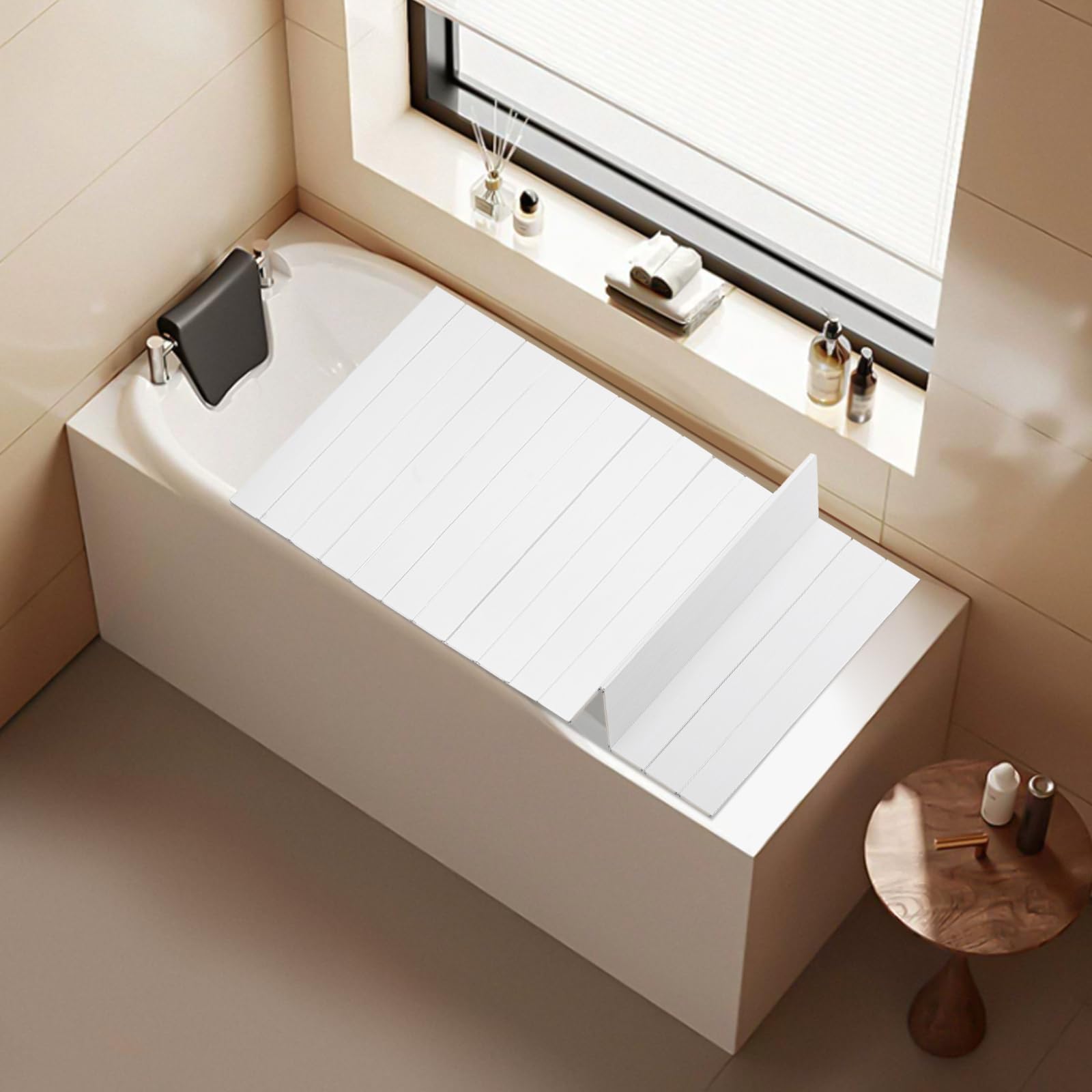 Faltbare PVC Badewannenabdeckung, Staubdicht & Wasserdicht, 170×70cm | Badewannen Abdeckung bis 5kg, Badewannenbretter für gebogene und rechteckige Badewannen