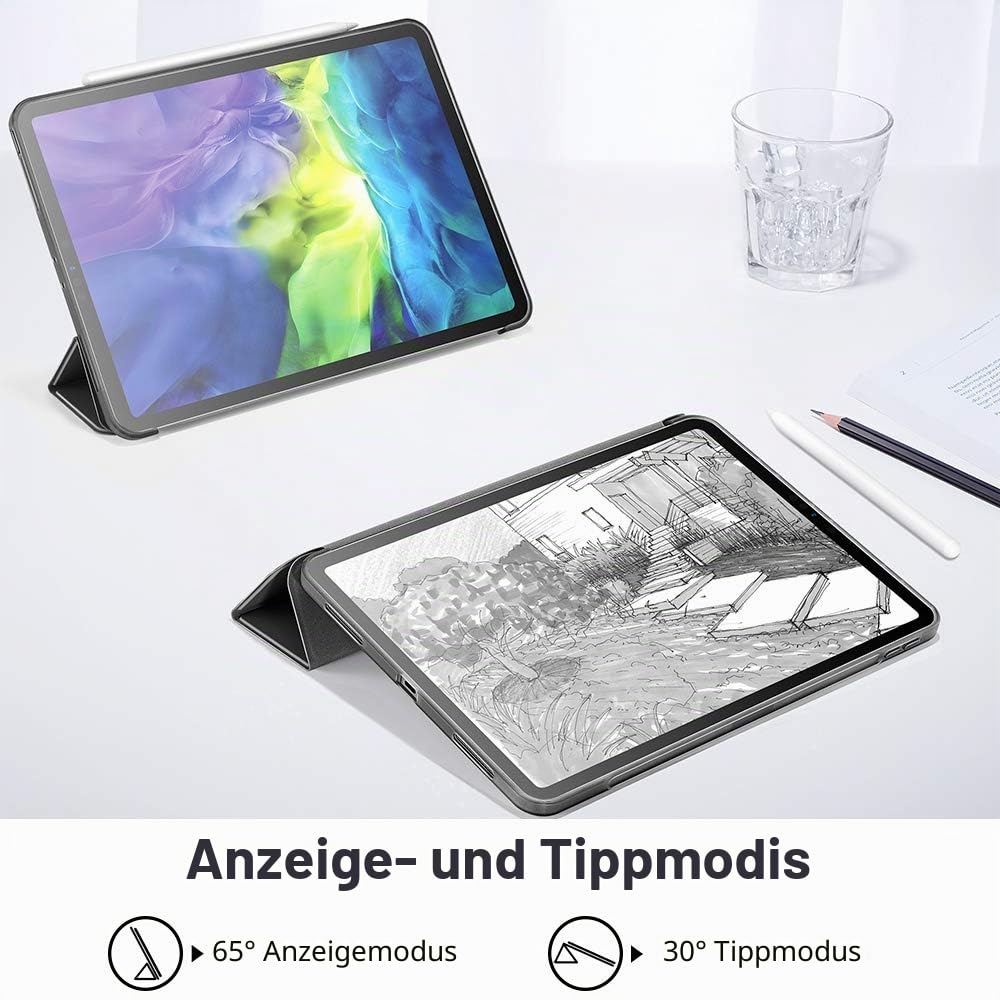 ESR Hülle kompatibel mit iPad Pro 11” 2020, Rebound Slim Smart Case mit Auto Schlaf-/Wachfunktion [Ansichts-/Tippstandmodus] [Flexible TPU Rückseite mit gummierter Vorderseite] - Schwarz
