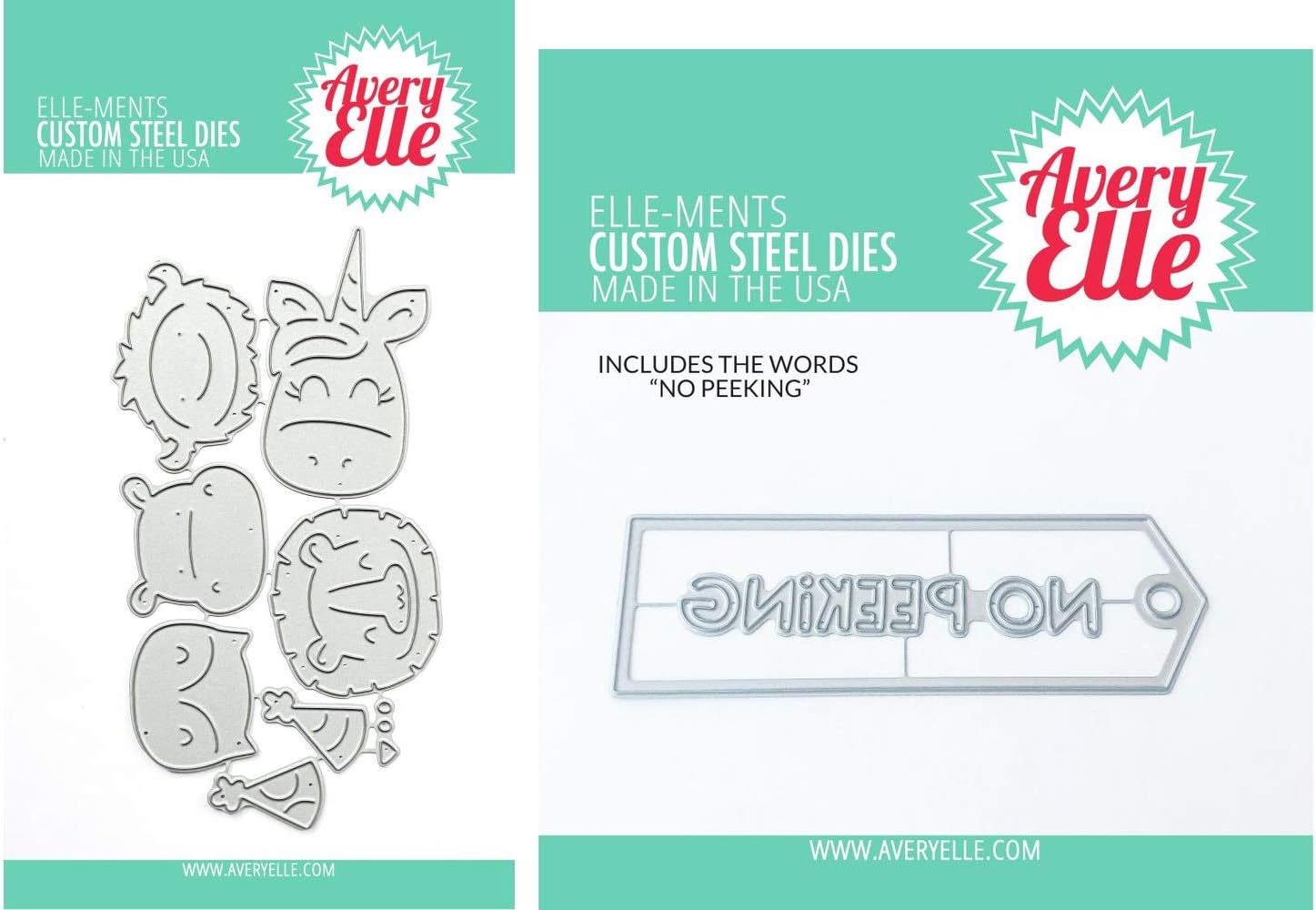 Avery Elle - Peek-A-Boo Birthday Tag Toppers Critters & Peek-A-Boo Tags - 2 Steel Die Sets