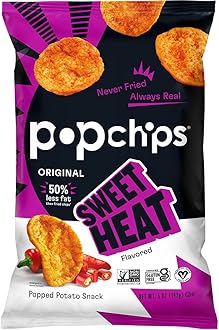 Popchips Potato Chips, Sweet Heat, 5.0oz Share Bags, Gluten Free, Salty Snacks for Adults and Children, Non-GMO, Vegan, Kosher (Pack of 4)