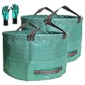 Standard 2-Pack 46 Gallon Yard Lawn Garden Bags (D26, H19 inch) with Gloves, Yard Waste Bags,Lawn Debris Bag,Weeds Bag,Camping Waste Bag,Recycle Bag,Laundry Bag,Grass Clippings Bag,Leaf Bags 4 Handles
