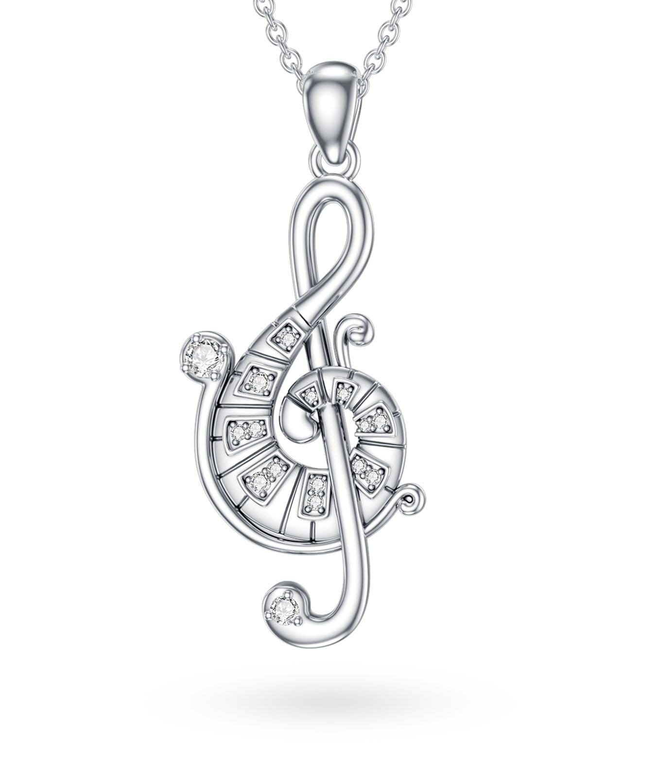 Collana da donna con diamanti, in argento Sterling 925, ciondolo a forma di strumento musicale, gioiello con diamanti, regalo per gli amanti della musica