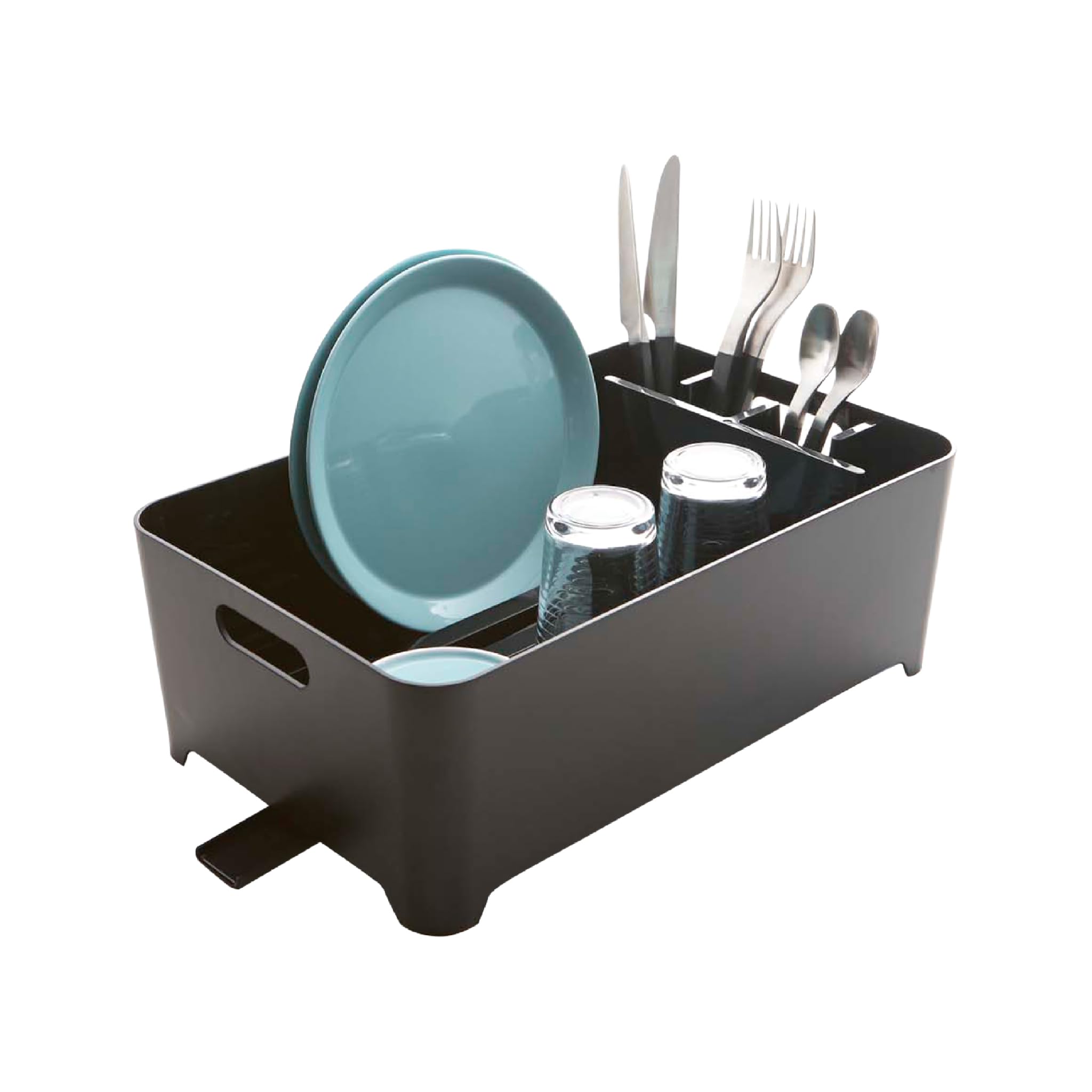 YAMAZAKI 2453 TOWER Dish Drainer, black, ABS Resin, Minimalist, 38 x 24 x 13 cm