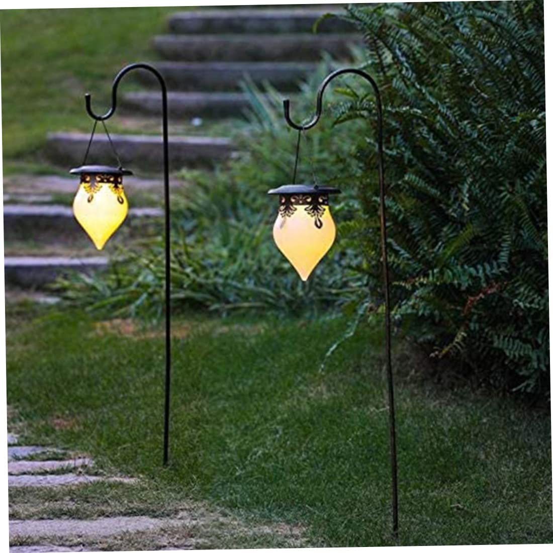 Ganci da giardino in metallo altezza regolabile 2 pz per lanterne natalizie solari
