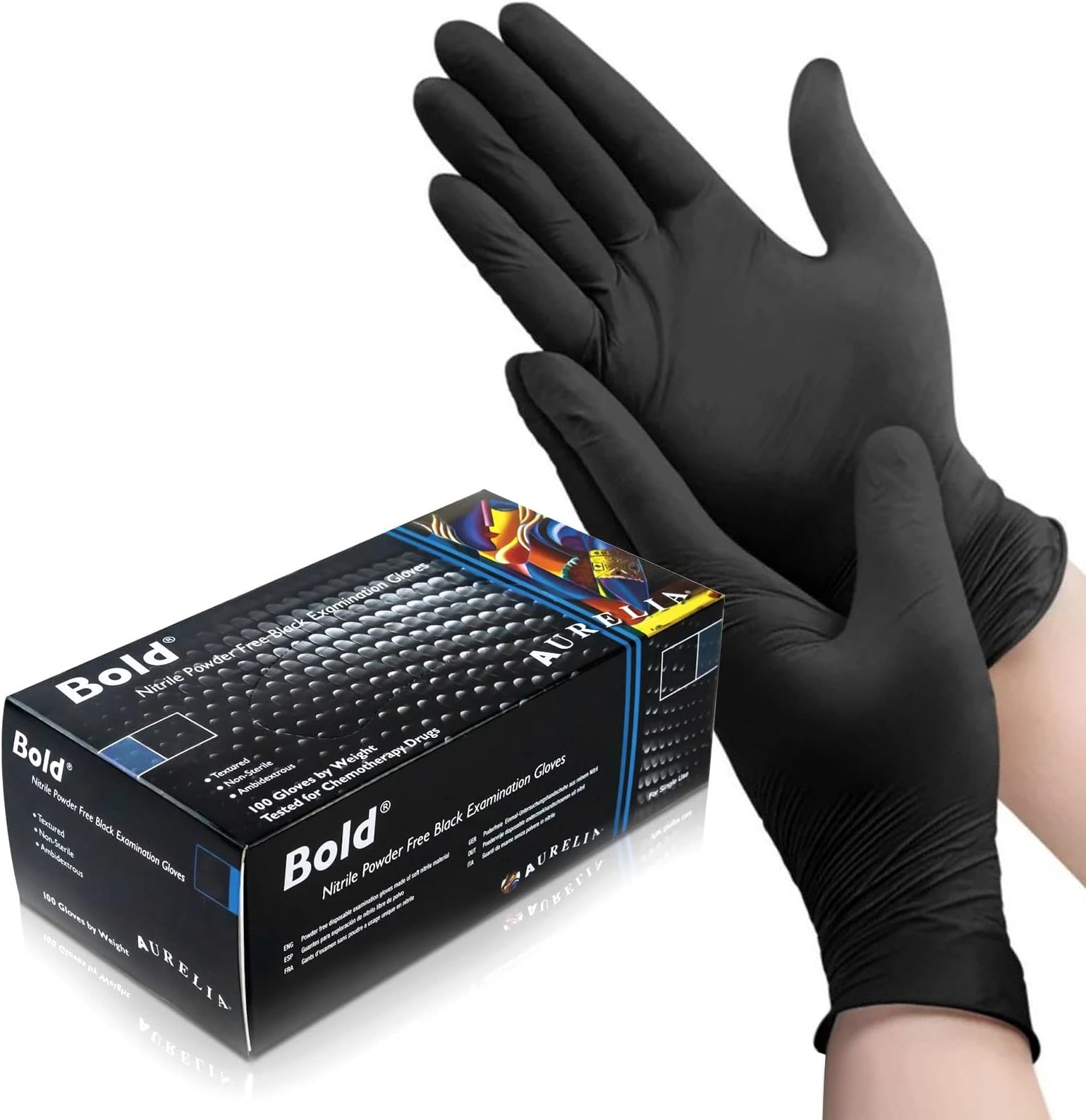 (100) Black Nitrile Disposable Gloves (Large)- Heavy Duty - Tattooist tattoo mechanic - Latex and Powder Free