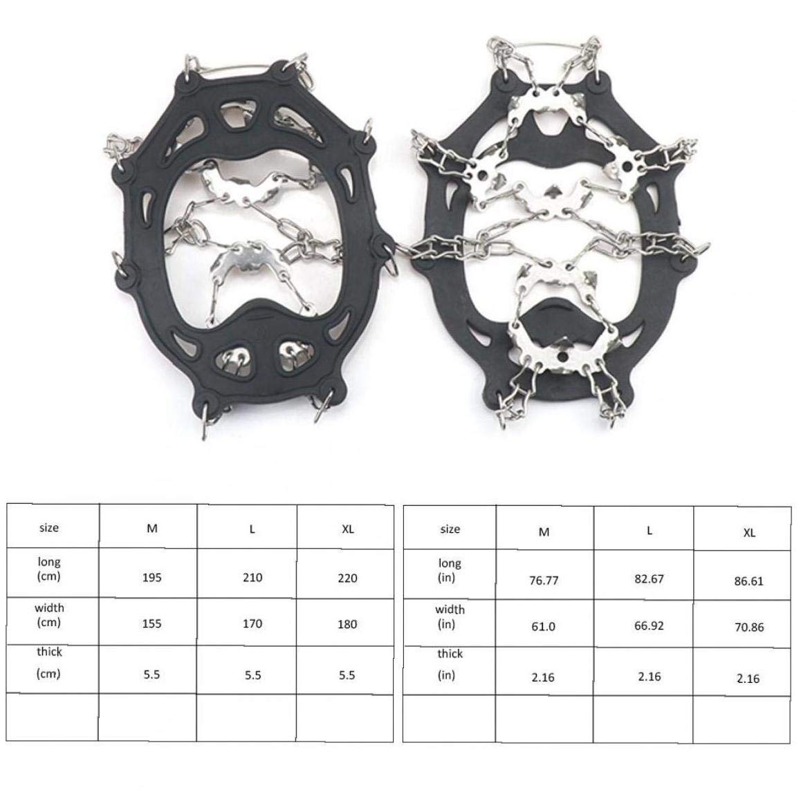Crampons, poignées de Neige glacée 19 Dents à Pied Traction Crampons à Crampons Pointes en Acier Inoxydable et Silicone Durable pour Bottes et Chaussures Outdoor M