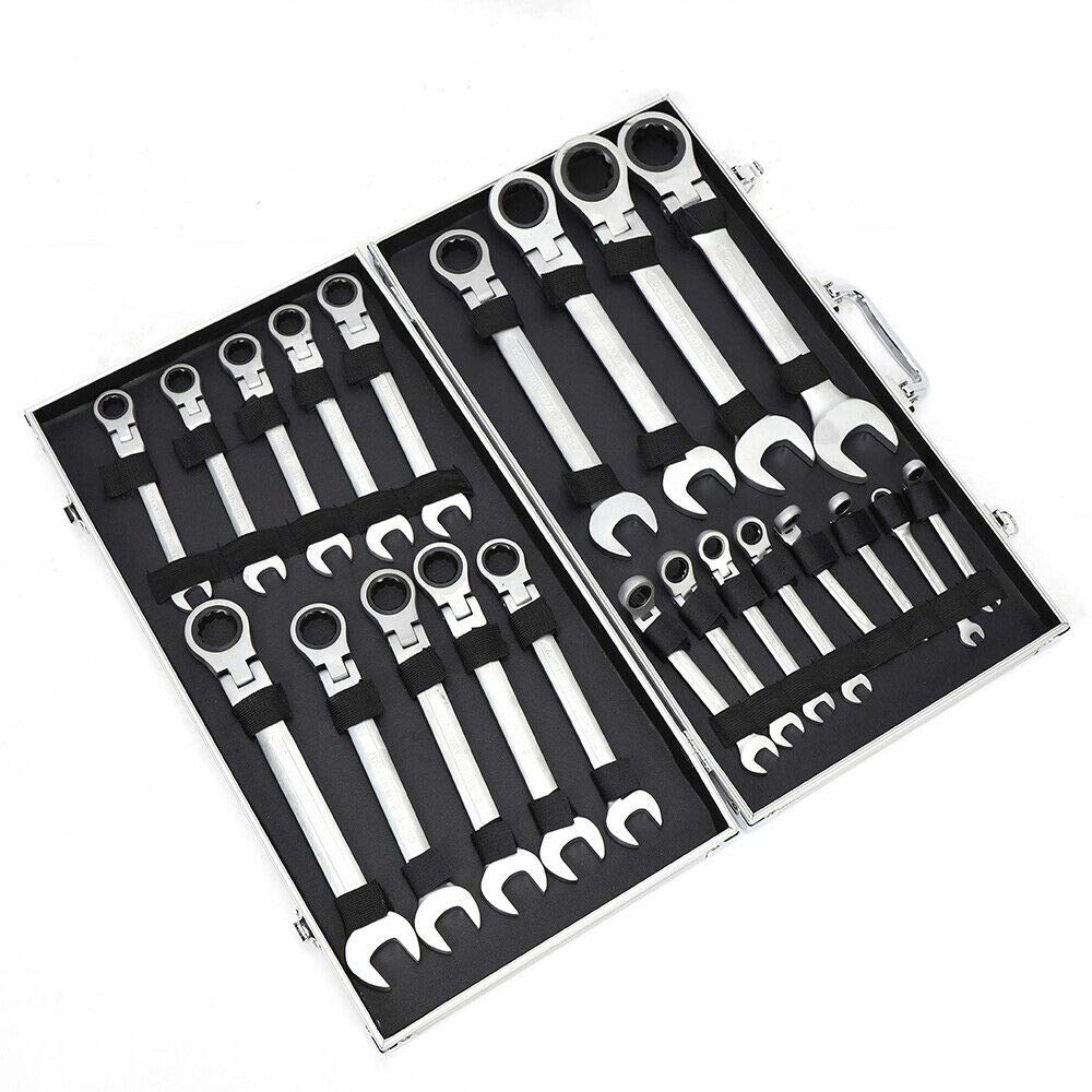 Set di chiavi combinate a cricchetto flessibili, 6-32 mm, 22 pezzi