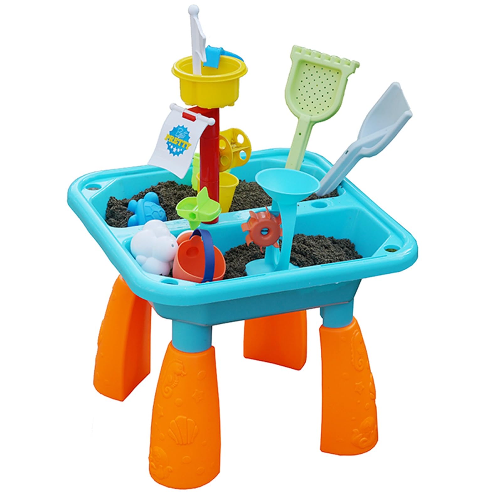 Gr8 Garden Sand Pit and Water Table Outdoor Garden Summer Beach Childrens Kids Toy Activity Play Set With Watering Can Spade Rake Moulds Accessories