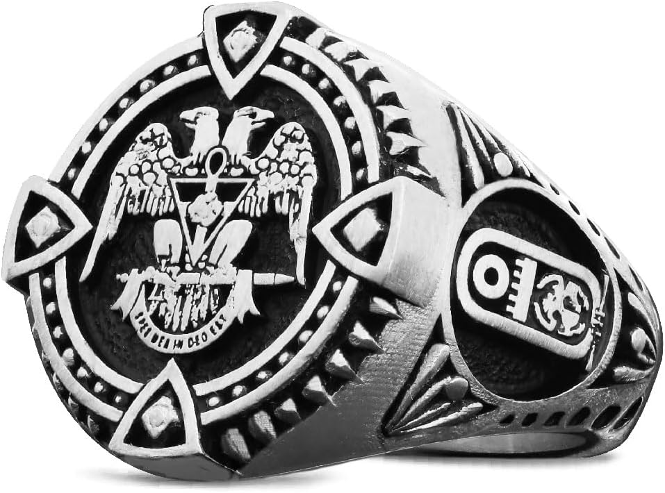 Special Design Rose Crucis Silver Ring,Spiritual Symbol of Ancient and Mystical Order Ring, Rosicrucian Order Ring, Amorc Membership Rings