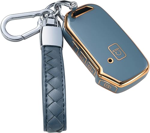 CHEZENHUI Compatible con Kia - Funda para llavero con cordón de cuero, funda protectora para llave de automóvil Kia Cerato Ceed Forte NIRO Sorento