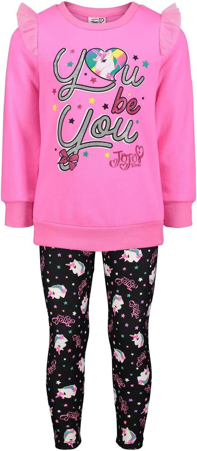 JoJo Siwa Girls Fleece Sweatshirt and Leggings Outfit Set Little Kid to Big Kid