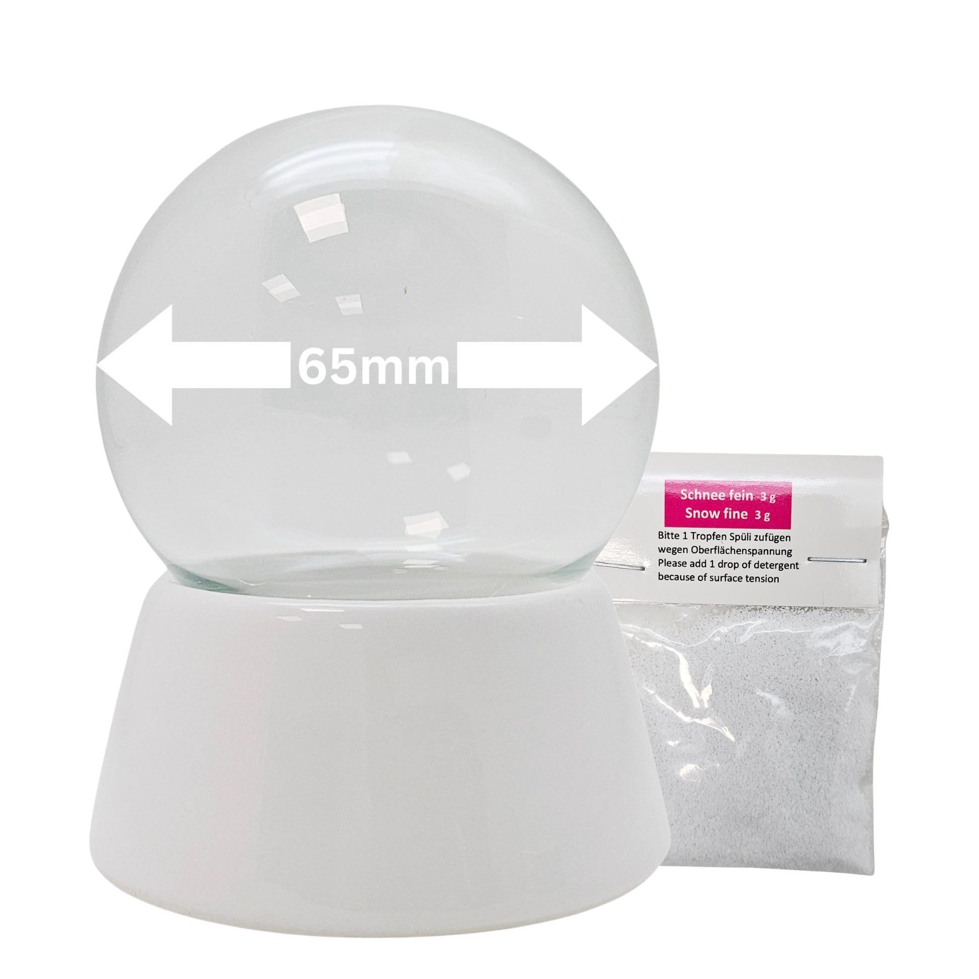 Snowglobe for You 40002 Do-it-Yourself Snow Globe Glass with Porcelain Base 65 mm