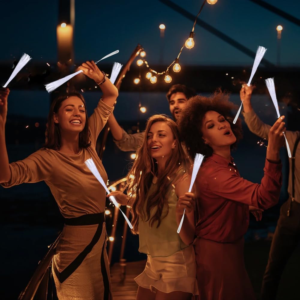 40 Stück Leuchtwedel Hochzeit,LED Leuchtwedel Weiss,Hochzeit Glasfaserlampe,Glasfaser Leuchtstab, LED Leuchtstab Glasfaser,Hochzeit Leuchtwedel