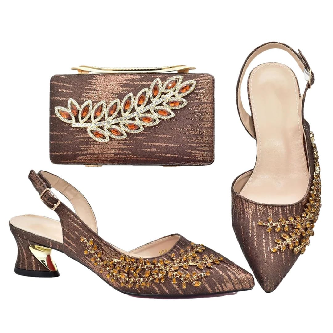 Luxuriöses italienisches Schuhbeutel-Set für Damen, verziert mit Strasssteinen, afrikanische Hochzeit, Schuhbeutel-Set