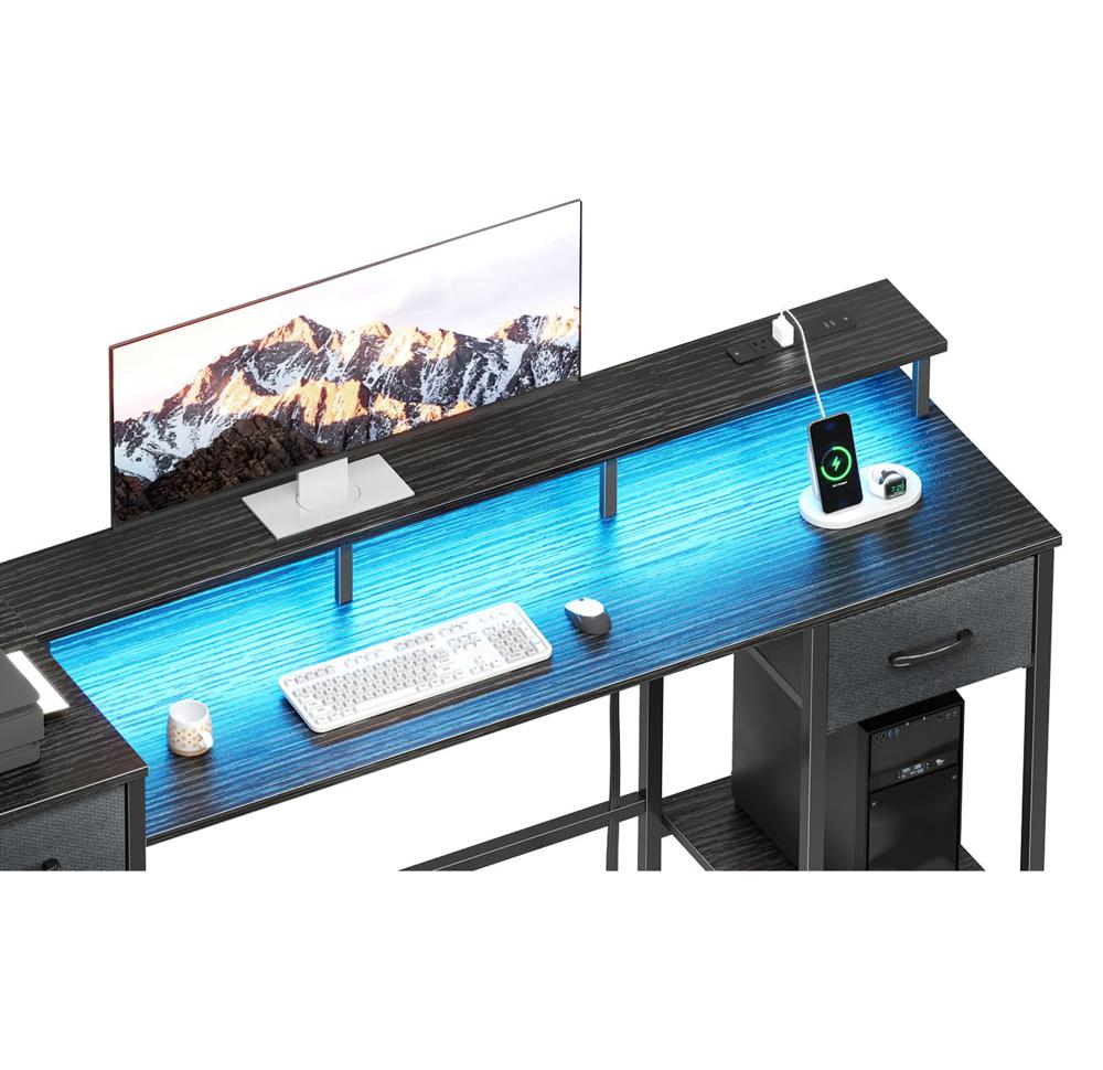 フクれいみデスク Amazon.com: Korfile 55 Inch Computer Gaming Desk with Power