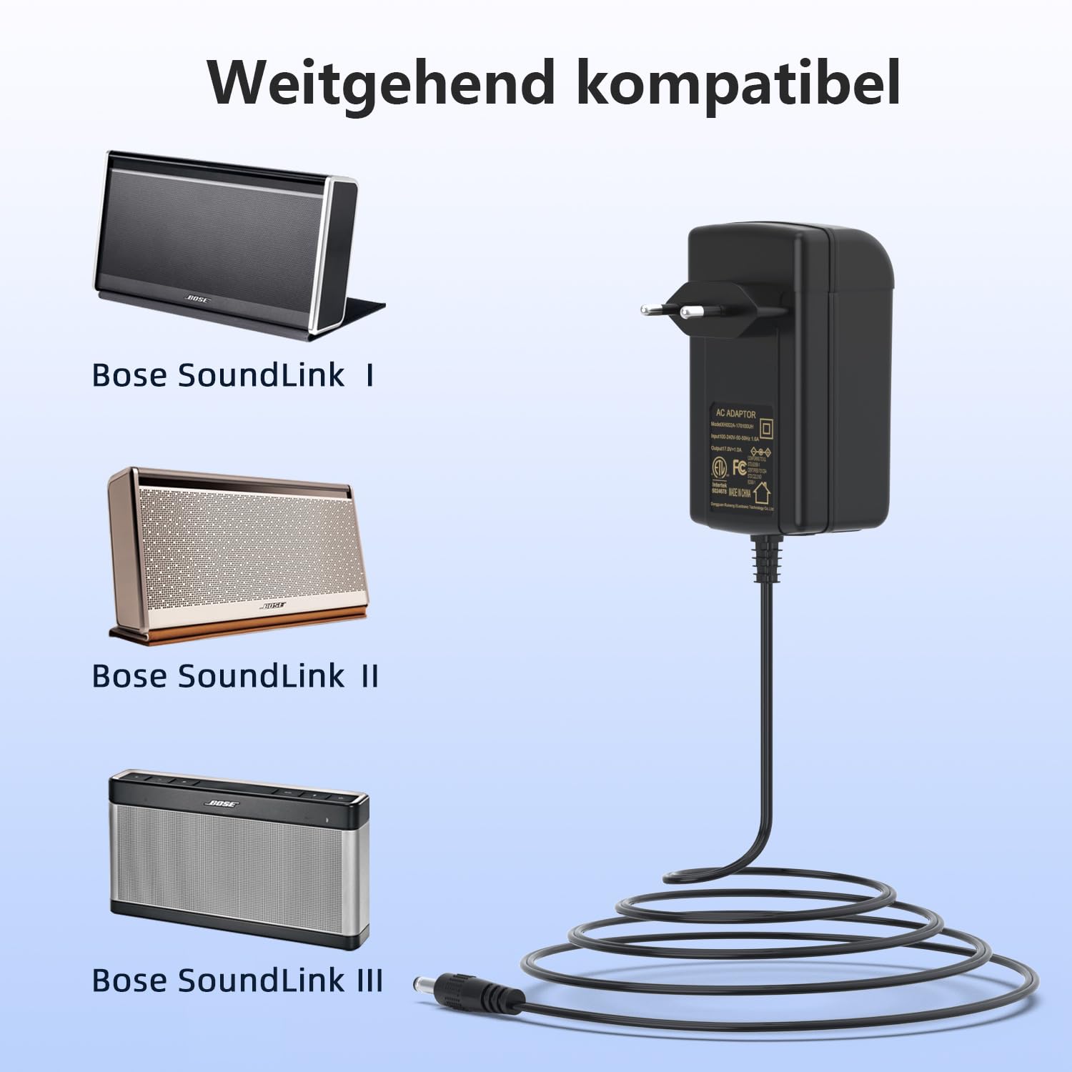17 V 1 A zasilacz adapter ładowarka do Bose SoundLink Bluetooth Speaker I, II, III (5,5 x 2,1 mm)