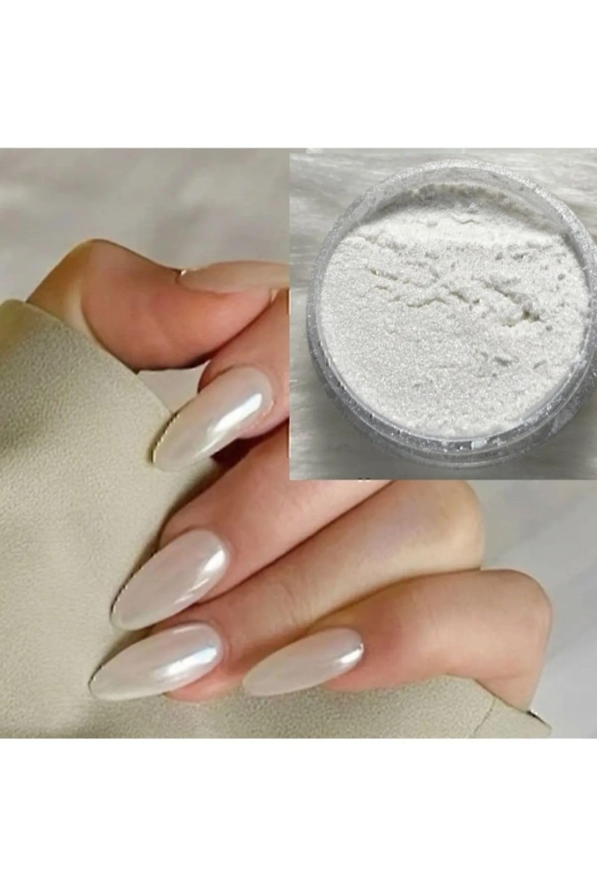 Hb Tasarım Tirnak Süsleme Beyaz Inci Tozu/Firçali Tirnak Pigmenti Nail Art