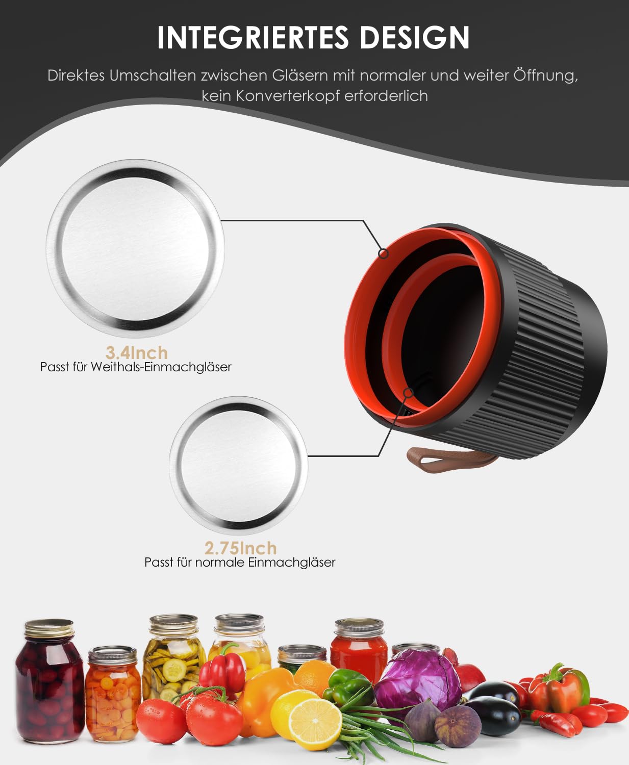 TANiCE Elektrischer Vakuumierer für Einmachgläser mit 10 Deckel Mason Jar Vacuum Sealer Machine Vakuumversiegelungsmaschine Vakuumiergerät klein Vakuumierer für Lebensmittel
