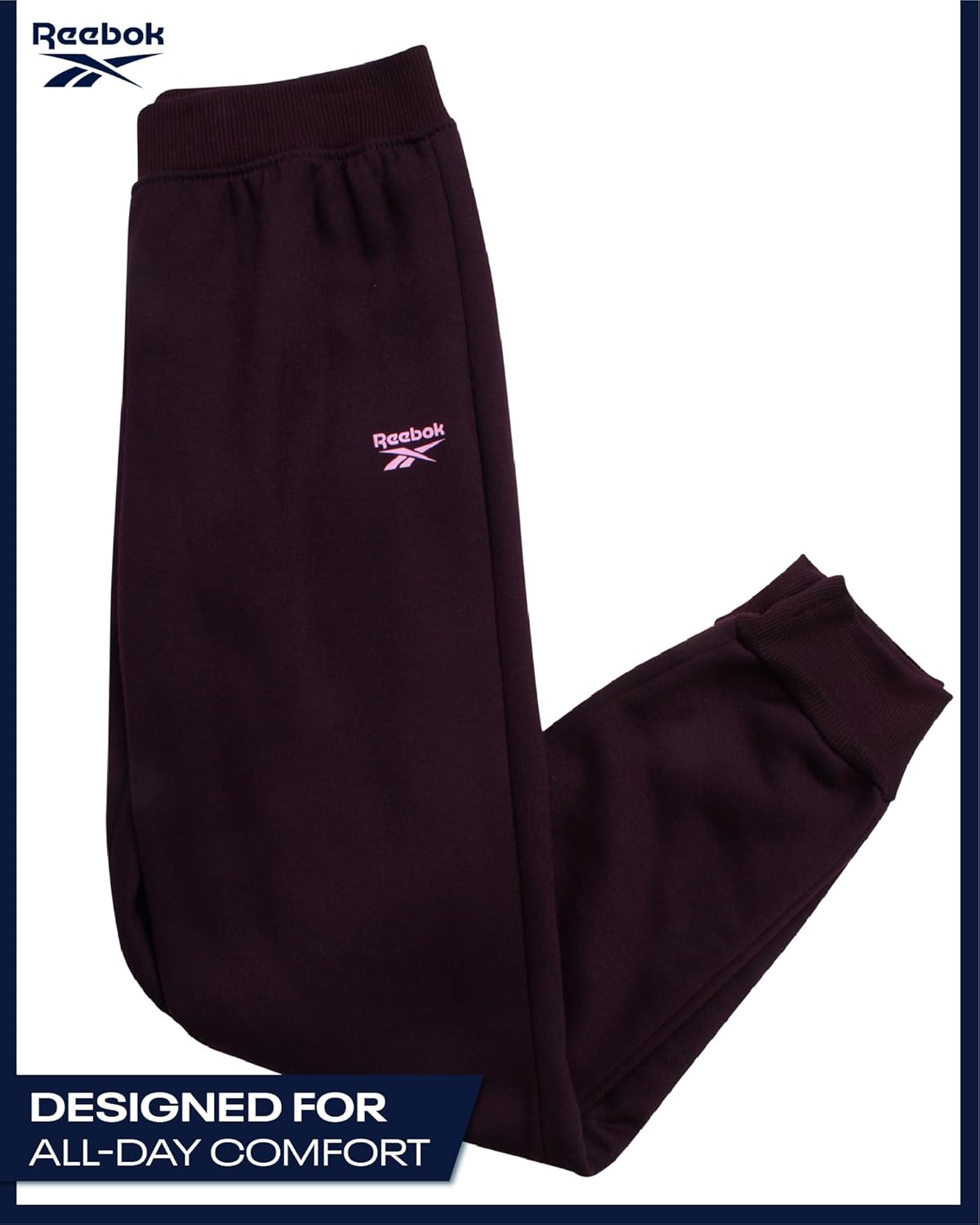 Reebok Girls Sweatsuit Set - 2 Piece Soft Long Sleeve Hoodie Sweatshirt and Sweatpants for Girls - Athletic Sweatsuit, Size 12, Plum - Image 6