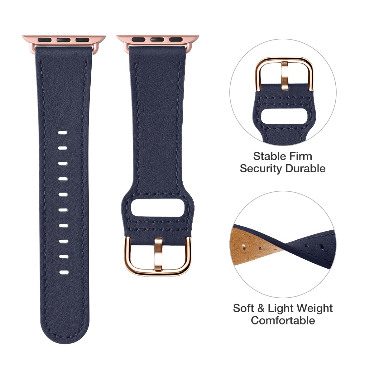 POWER PRIMACY Armband kompatibel mit Apple Watch, 38 mm, 40 mm, 41 mm, 42 mm, 44 mm, 45 mm, 49 mm, genarbtes Lederband, kompatibel mit Herren und Damen, iWatch Serie 8, 7, 6, 5, 4, 3, 2, 1, SE Ultra