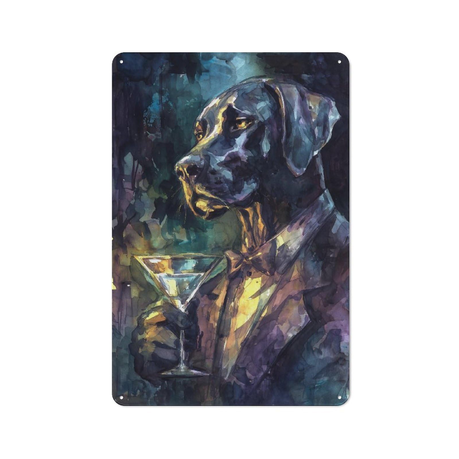 Junmoney Dog In A Tux Retro Metal Wall Sign 30X20cm With For Bar Or Restaurant, Gift Idea For A New Home And Metal Sign Collection