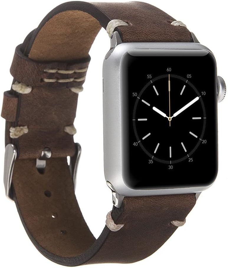 HARDISTON Apple Watch Band 38mm 40mm 41mm 42mm 44mm 45mm for women & men, Handmade Genuine Leather, Stitch End Watch Band Compatible with iWatch Series 7 6 5 4 3 2 1 SE, Wrist Bracelet Band