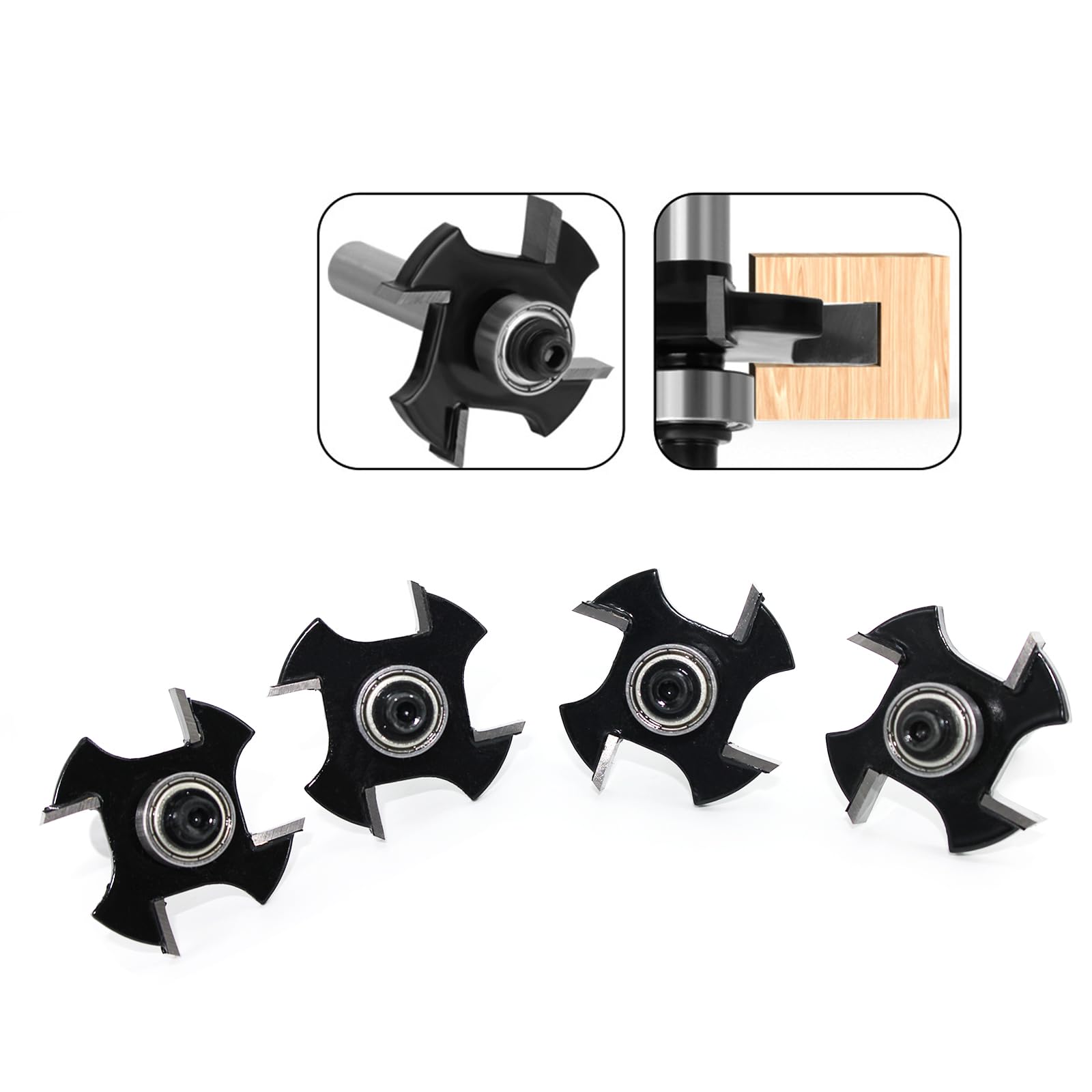 4 Stück Scheibennutfräser Fräser für Oberfräse 8mm Schaft, 36.7mm Schnittdurchmesser, 4-Zähne Hartmetall Klinge, Holzbearbeitung fur Präzise Nut- und Rillenfräserarbeit, L 3 /4 /5/ 6 mm
