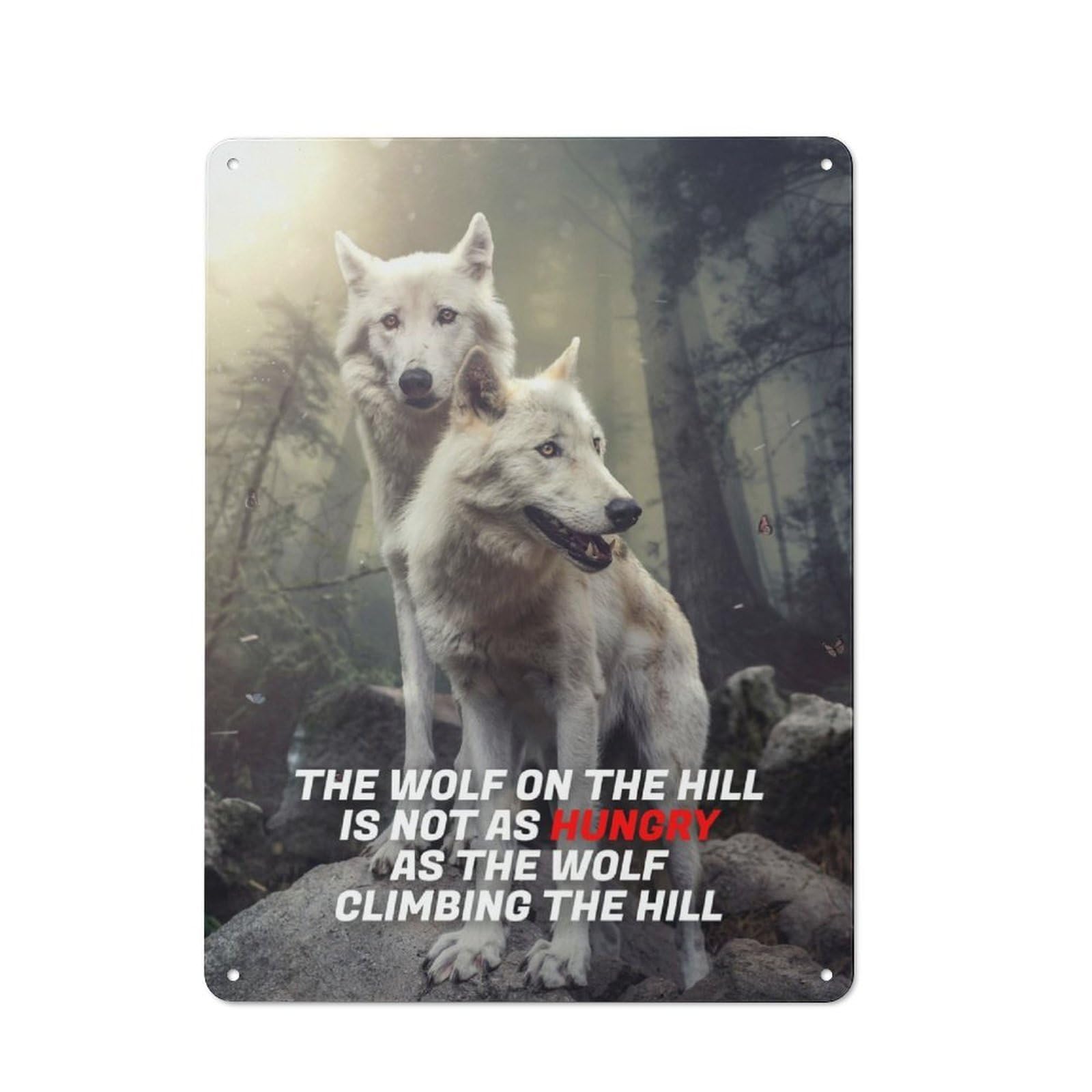 Junmoney Hungry Wolf On The Hill Retro-Style Metal Plaque 40X30cm For Garage Or Workshop, For Garage, Workshop And Man Cave Decoration