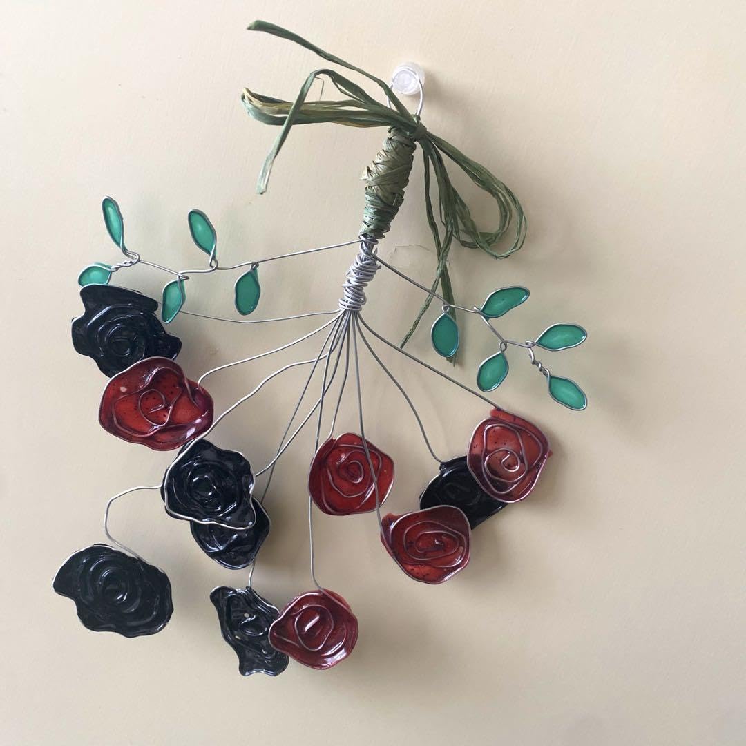 薔薇　猫　ワイヤークラフト　アート　壁掛け　フラワーアート 薔薇 猫 ワイヤークラフト アート 壁掛け フラワーアート 薔薇 猫