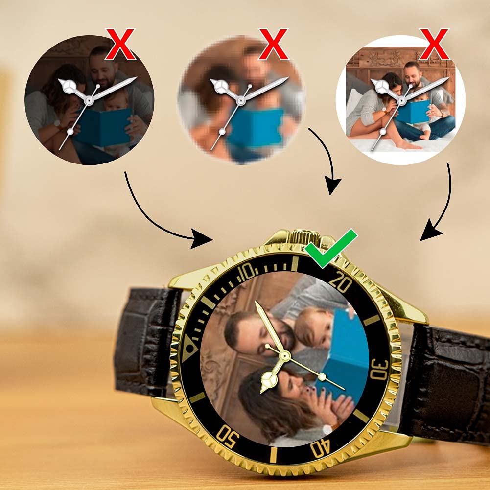 Personalisierte gravierbare Fotogeschenke für Männer und Jungen, Uhr mit analogem Quarzwerk, maßgeschneiderte Uhr