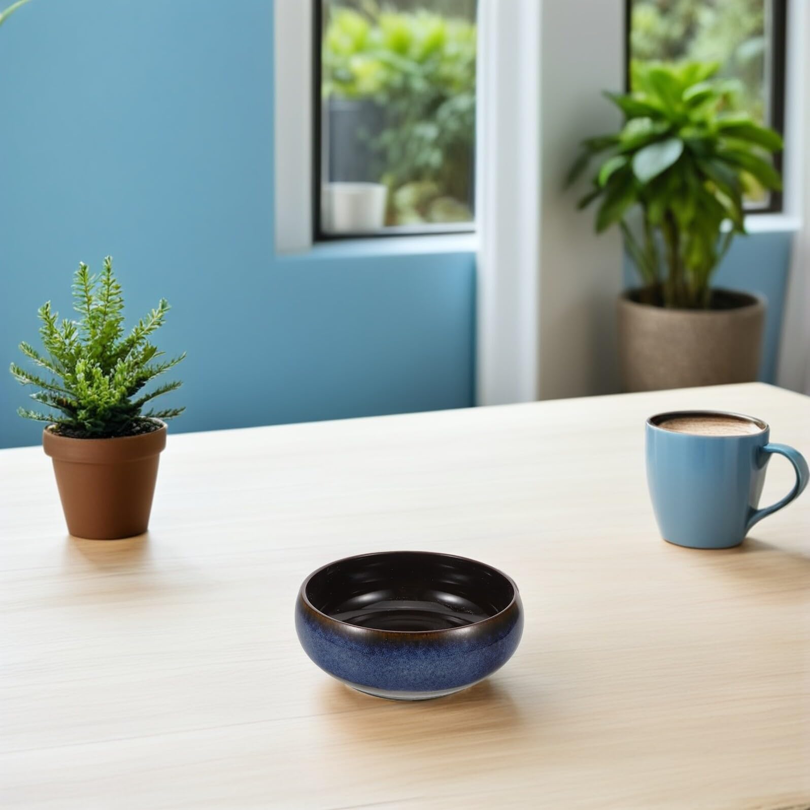 Duża okrągła ceramiczna donica na rośliny z motywem lotosu w stylu retro, izolująca przed wahaniami temperatury, dla roślin wodnych w biurze lub gabinecie